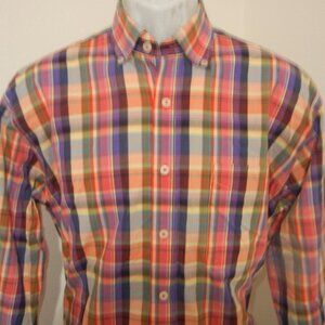 MENS ALAN FLUSSER BUTTON UP SHIRT PLAID FLIP‎ CUFF~Size Medium
